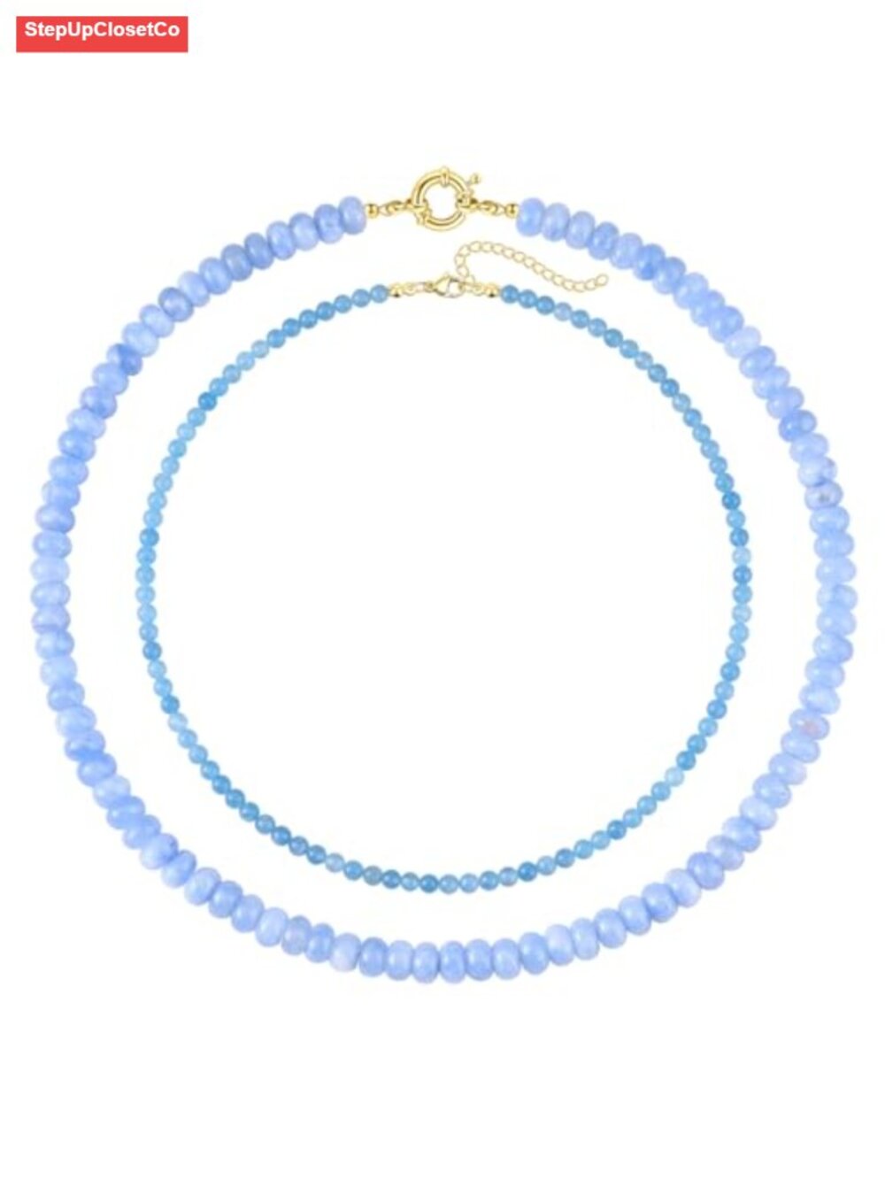 2pcs Natural Gemstone Beaded Choker Necklaces for Women Boho Handmade Summer